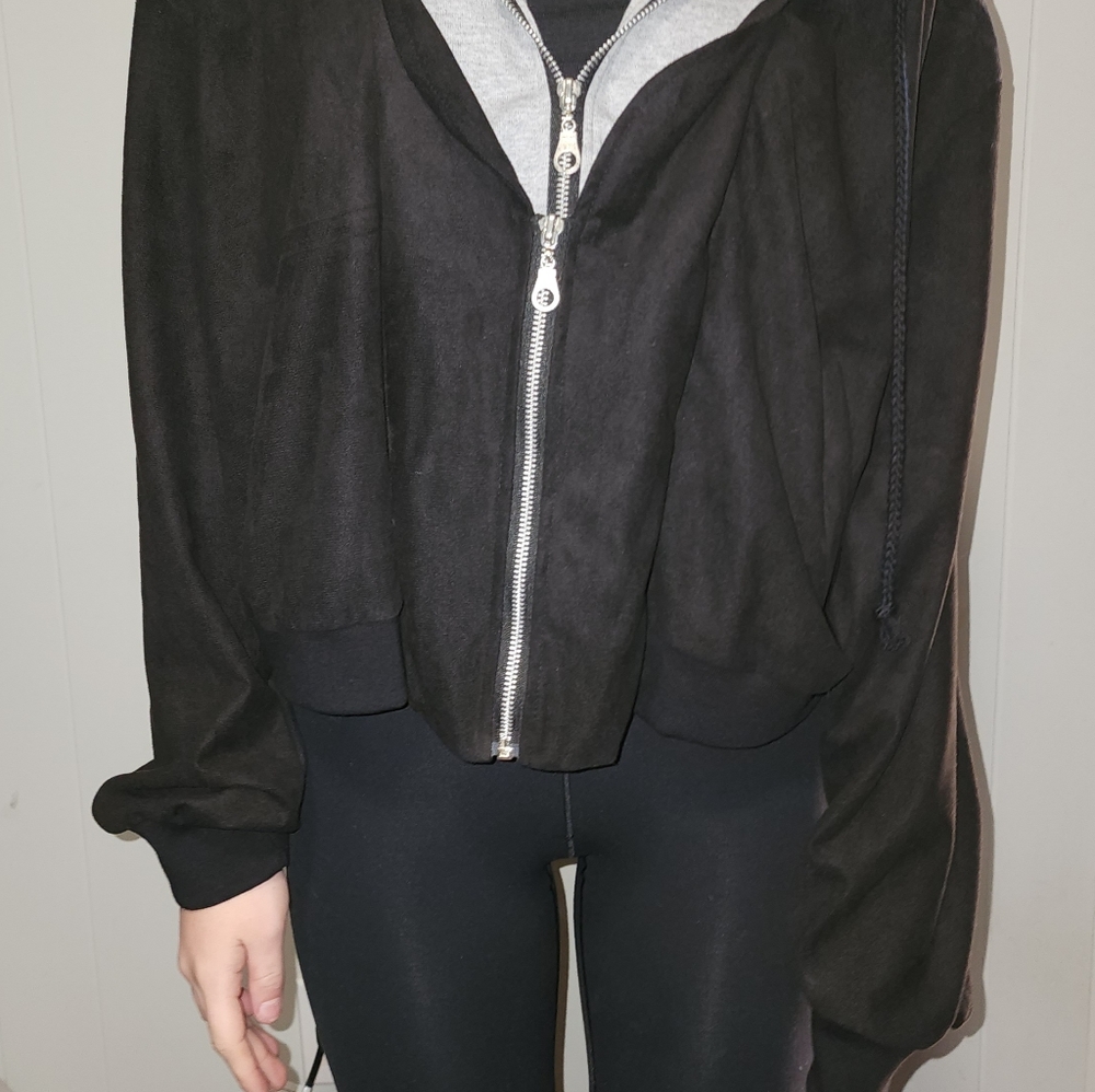 NWT MNML Dolls Kill Grey And Black Double Zip Hooded Jacket - Picture 9 of 16